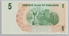 [Zimbabwe 5 Dollars Pick:P-38]